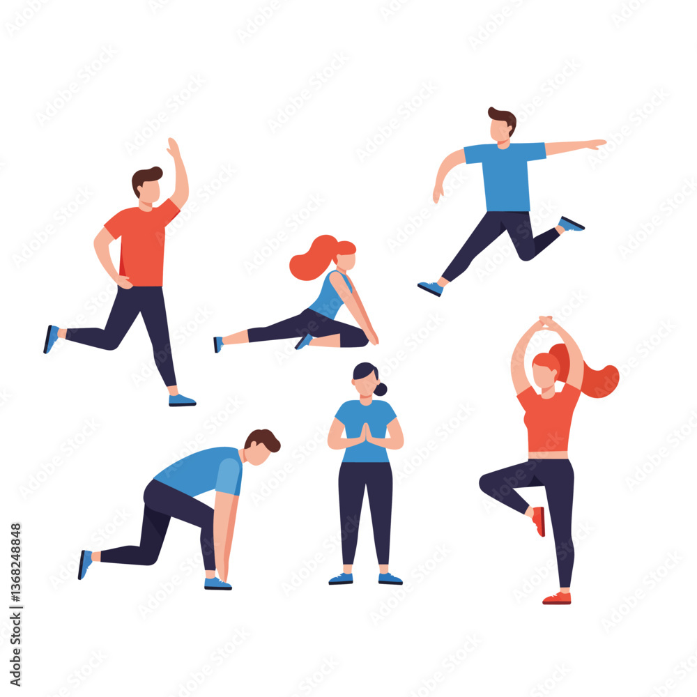 Aufkleber dynamic fitness activities displayed in flat design style vector illustration