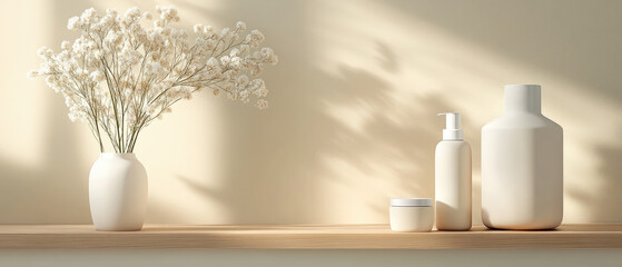 Minimalist lifestyle arrangement home interior product display bright environment close-up view serenity and organization