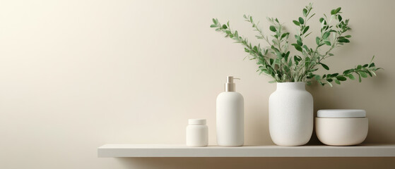 Decorative action modern vase arrangement with foliage minimalist interior still life natural light contemporary home design