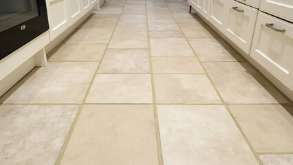 Warm Sandstone Tile Kitchen Flooring