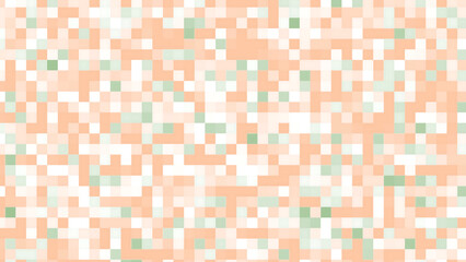 Peach and green squares form a pixelated pattern