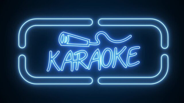 Animated blue karaoke party neon sign