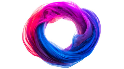 Swirling multicolored abstract ring with texture, cut out transparent