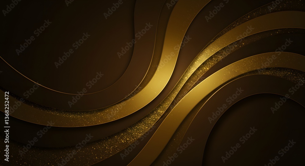 Aufkleber Abstract Gold Curves and Lines Design with Glittering Particles Effect
