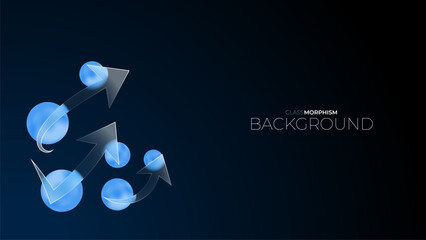 business arrow grow up with bubble profit market. modern trendy gradient glass morphism shape vector illustration