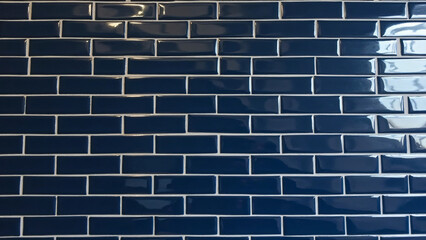 Glossy Navy Blue Subway Tile Kitchen Floor