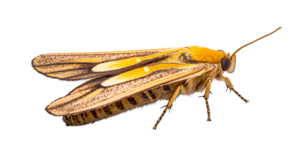 Stunning Moth Isolated on Black Background, close up, cut out transparent