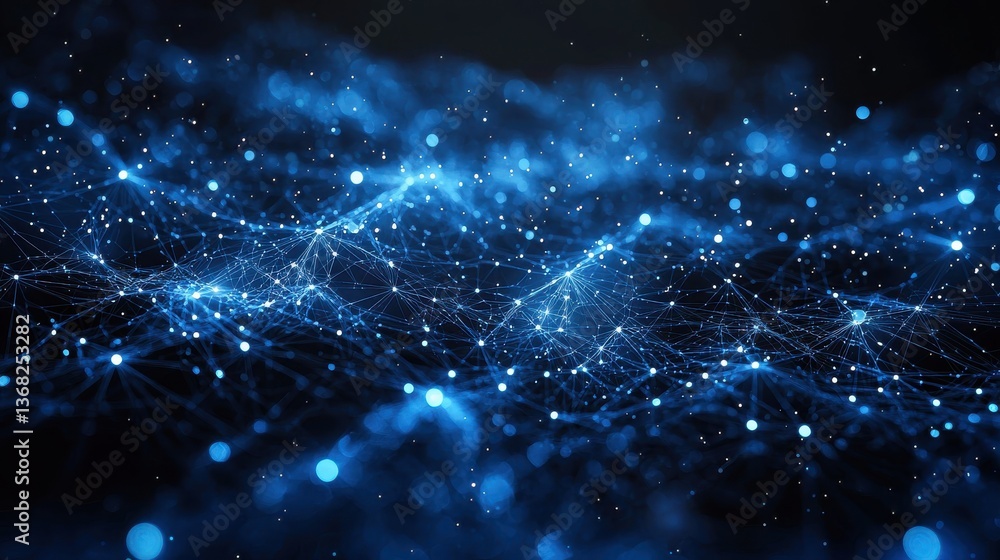 Poster abstract representation of ai language model adaptability with futuristic digital connections and bl