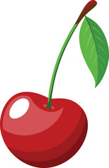 red cherry with green leaf