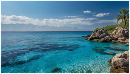 Fototapeta premium tropical beach with palm trees