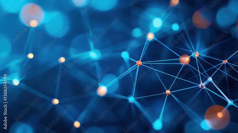 Poster a visually striking abstract representation of interconnected points and lines, showcasing a blue an