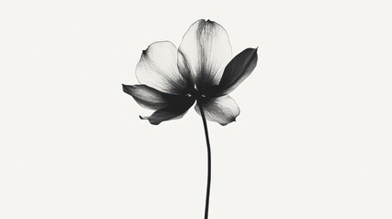 A minimalist black-and-white flower illustration on a clean canvas