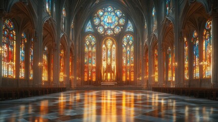Obraz premium Radiant Cathedral: A Symphony in Stained Glass