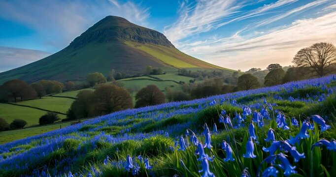 Bluebell Slope and a unique hill, favored by walkers and ramblers.