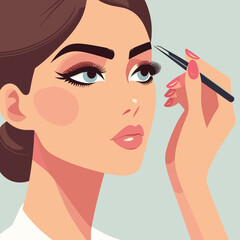 Obraz premium Young woman feeling confident, applying eyeliner in a beauty routine setting 