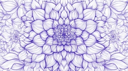 Detailed Floral Pattern Design in Blue Ink Hand Drawn Style