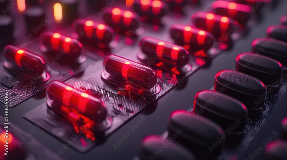 Poster close-up of red light indicators on electronic device highlighting the intersection of technology, l