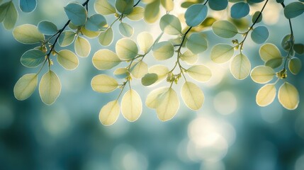 Sunlight through leaves, spring bokeh background, nature photography, website banner