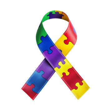 Colorful puzzle piece ribbon for autism awareness