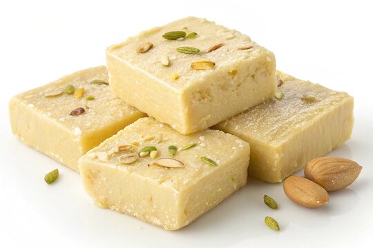 Milk powder barfi also known as Mava burfi isolated on transparent background
