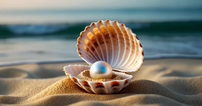 An open shell containing a pearl.