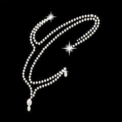 Capital Letters of English alphabet romantic with pearls