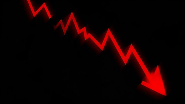 Red graph plummeting on a black background