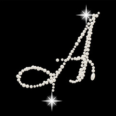 Capital Letters of English alphabet romantic with pearls