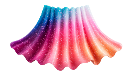 Colorful wave with glitter effect, gradient from blue to orange, cut out transparent