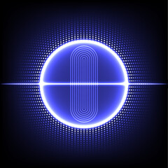 Abstract Blue Circle with Digital Lines: Futuristic Technology Background