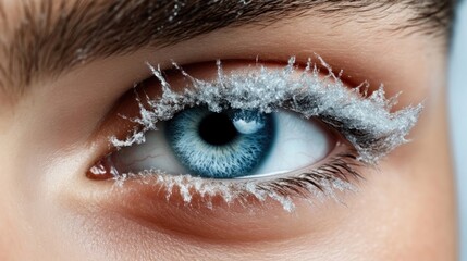 Obraz premium Close-up eye makeup with icy, frosted effect