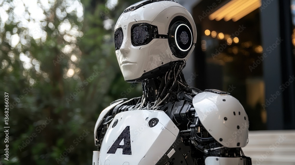 Aufkleber advanced ai robot with adaptability features at outdoor location showcasing modern technology and in
