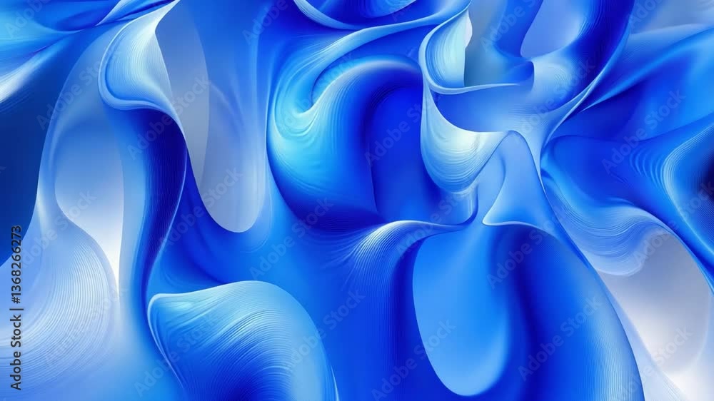 Poster abstract waves of blue liquid in soft flowing patterns creating a calm and serene visual experience 