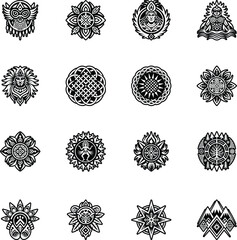 Collection of Cherokee Culture Glyph Icons 

