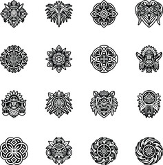 Set of Native American Symbols Glyph Icons 

