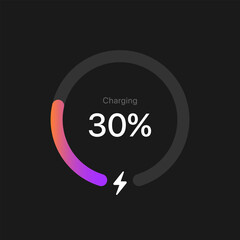 Electric Vehicle battery charging Status Dashboard Interface with Battery Percentage in Abstract technology. Round loading bar with charging interface for electric vehicle