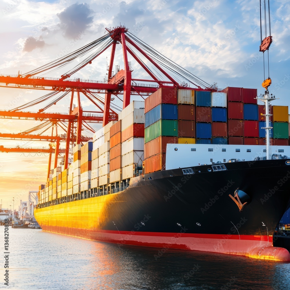 Poster ai-powered logistics system coordinating material delivery, autonomous cranes, and robotic arms to s