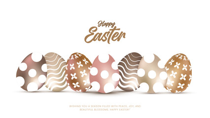 Happy Easter banner, poster, greeting card. Trendy Easter design with typography, bunniess. Easter poster and banner template with Easter eggs . Holiday social media banner template design.