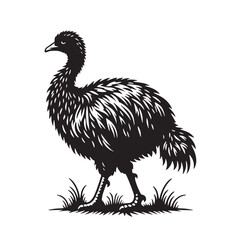 Black Color Moa Silhouette Vector Illustration, Solid White Background