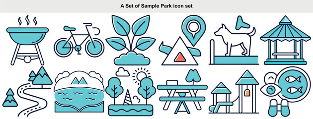 Park Icon Set Vector - Outdoor Recreation & Nature Graphics