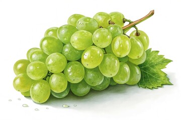 Bunch of green grapes on transparent background
