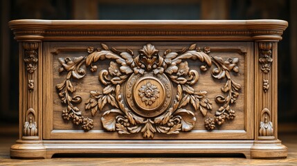 Exquisite Hand-Carved Wooden Chest: A Masterpiece of Intricate Floral Designs