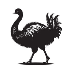 Black Color Moa Silhouette Vector Illustration, Solid White Background