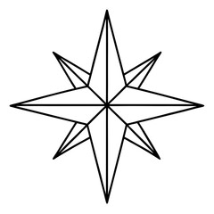 Christmas star shining brightly in the night sky line art vector illustration