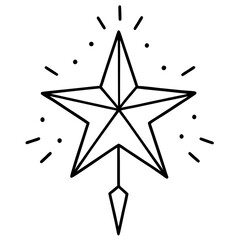 Obraz premium Christmas star shining brightly in the night sky line art vector illustration