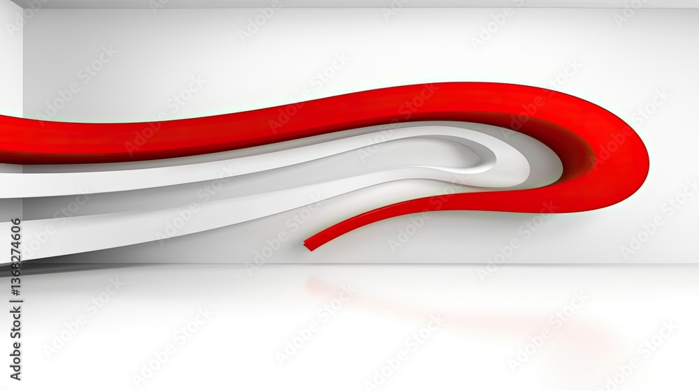 Poster Contemporary space with curved lines dynamic architectural design and 3d art installation