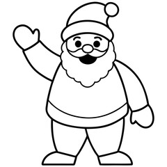 Santa delivering gift down the chimney  line art vector illustration 