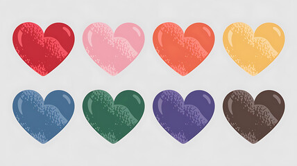 Colorful textured hearts a cheerful flat design vector graphic