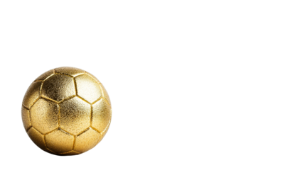 Golden Soccer Ball Hexagons Pattern Isolated on Black, cut out transparent