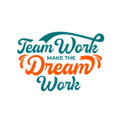 Selbstklebende Fototapeten typography hand drawn Hard work makes the dream work © indranesia2021